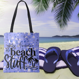 Personalized boats "Beach stuff" Tote Bag