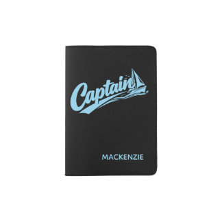 Personalized Boats Captain Simple Typography Passport Holder