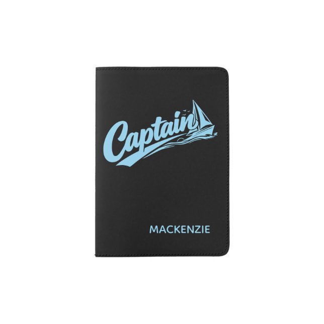 Personalized Boats Captain Simple Typography Passport Holder (Front)