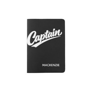 Personalized Boats Captain Simple Typography Passport Holder