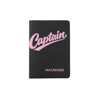 Personalized Boats Captain Simple Typography Passport Holder