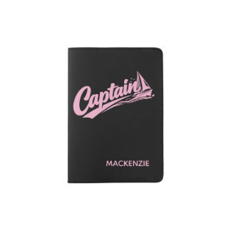 Personalized Boats Captain Simple Typography Passport Holder