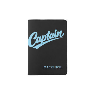 Personalized Boats Captain Simple Typography Passport Holder