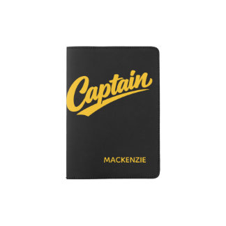 Personalized Boats Captain Simple Typography Passport Holder
