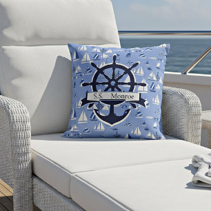 Personalized Boats Throw Pillow