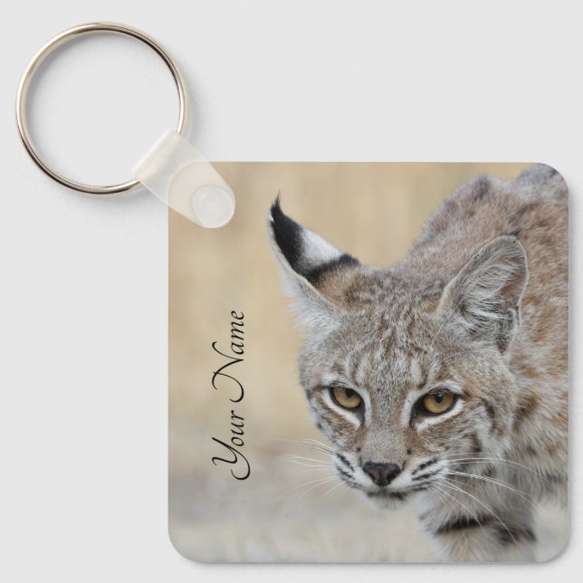 Personalized Bobcat Keychain - Add Your Name (Front)