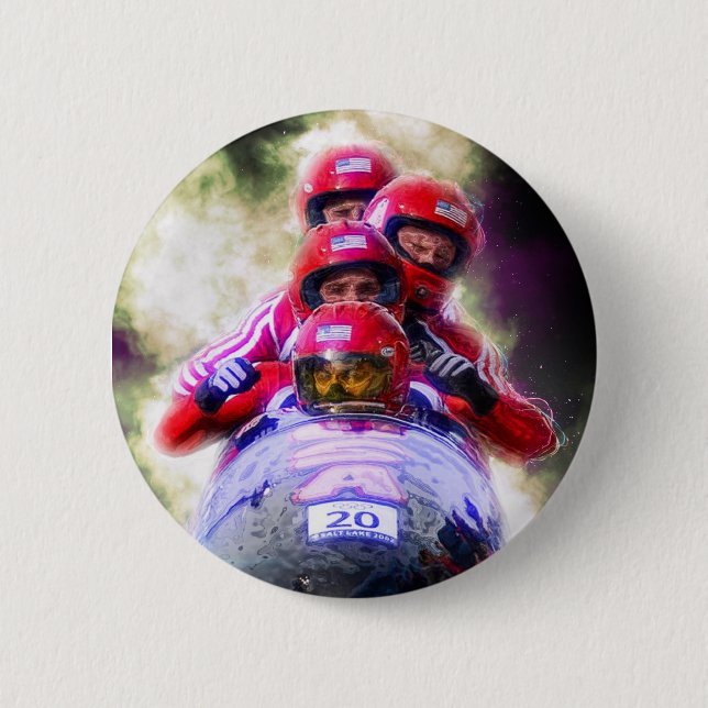 Personalized Bobsleigh Sport Photo Button (Front)