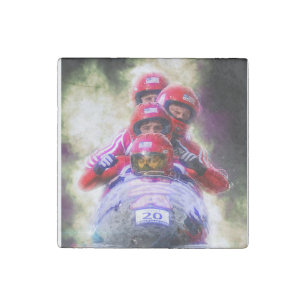 Personalized Bobsleigh Sport Photo Stone Magnet