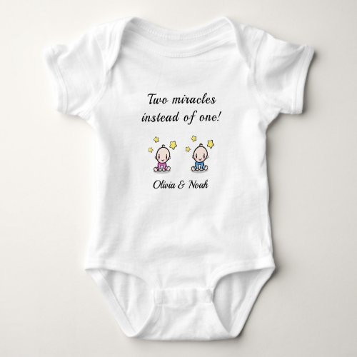 personalized bodysuit for twin babies