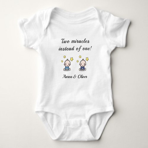 personalized bodysuit for twin baby boys