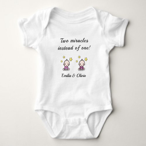 personalized bodysuit for twin baby girls