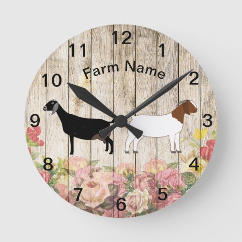 Personalized Boer and Nubian Goat Farm Round Clock