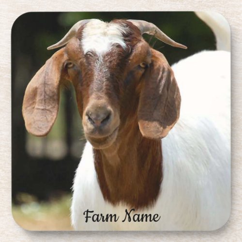Personalized Boer Goat Farm Beverage Coaster