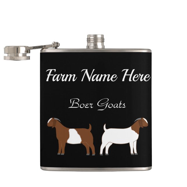 Personalized Boer Goat Farm Black Flask (Opened)