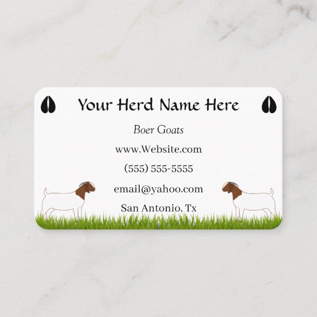 Personalized Boer Goat Farm Business Card (Front)
