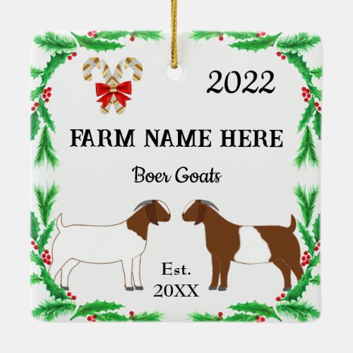 Personalized Boer Goat Farm Christmas 2 Ceramic Ornament