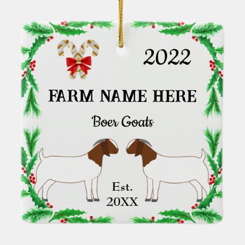 Personalized Boer Goat Farm Christmas Ceramic Ornament