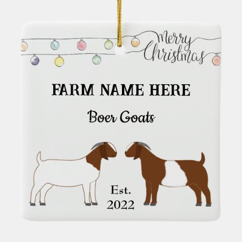Personalized Boer Goat Farm White Christmas 2 Ceramic Ornament