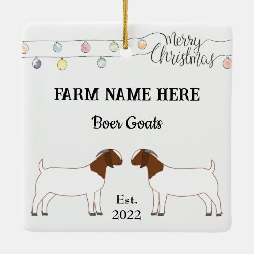 Personalized Boer Goat Farm White Christmas Ceramic Ornament