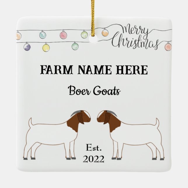 Personalized Boer Goat Farm White Christmas Ceramic Ornament (Back)