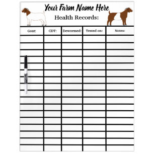 Personalized Boer Goat Health Records #2 Dry Erase Board