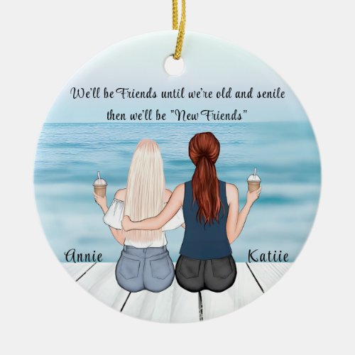 Personalized Bohemian Best Friend Custom Gift  Ceramic Ornament