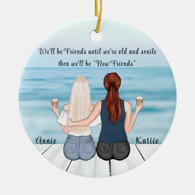 Personalized Bohemian Best Friend Custom Gift  Ceramic Ornament (Front)