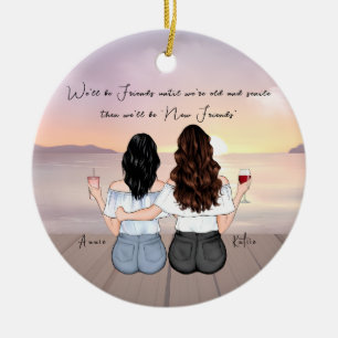 Personalized Bohemian Best Friend Custom Gift  Ceramic Ornament