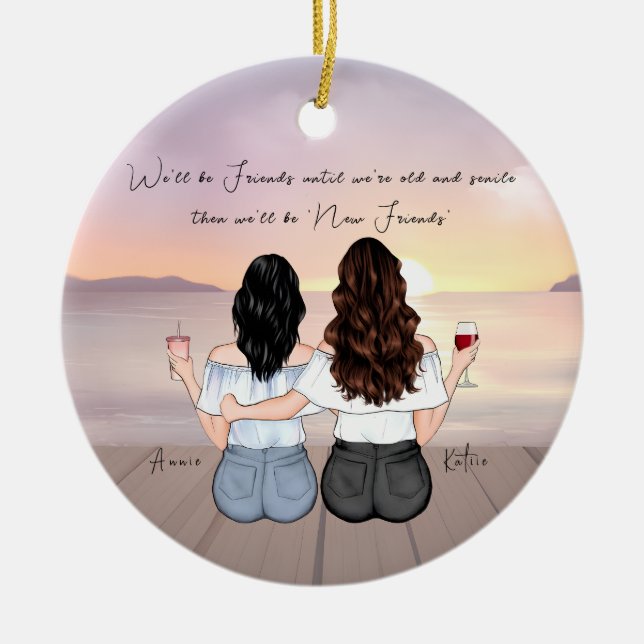 Personalized Bohemian Best Friend Custom Gift  Ceramic Ornament (Front)