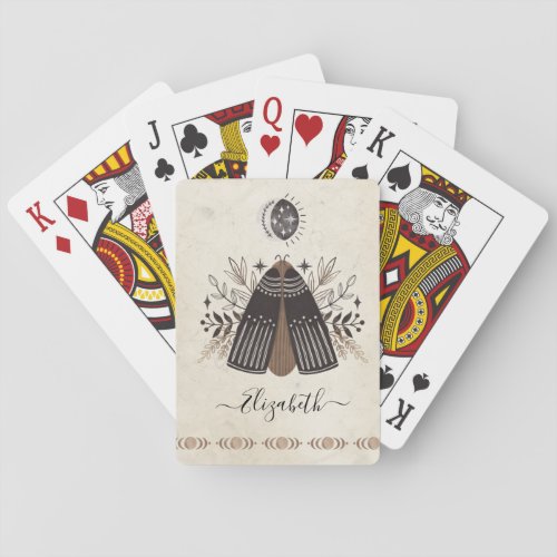 Personalized Bohemian Mystical Moth Butterfly Playing Cards