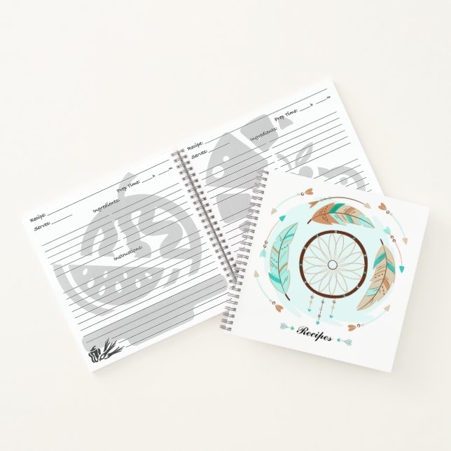 Personalized Bohemian Recipe Notebooks (Inside)