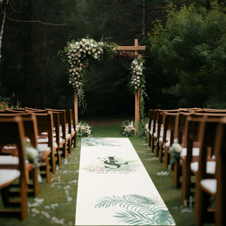 Personalized Bohemian Tropical Wedding Aisle Outdoor Rug