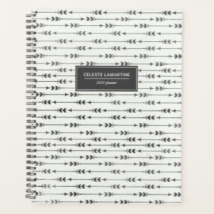 Personalized Boho Arrows Black Ink Drawing 2024 Planner