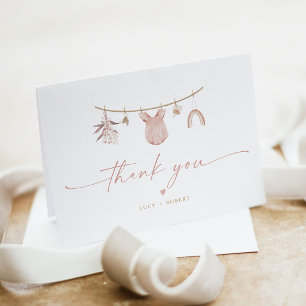 Personalized Boho Baby Clothesline Baby Shower Thank You Card