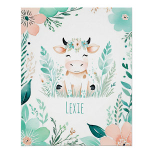Personalized Boho Baby Poster - Calf Design