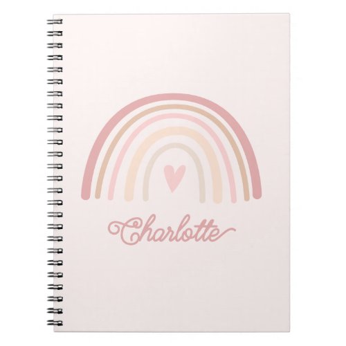 Personalized Boho Beige Blush Rainbow Notebook