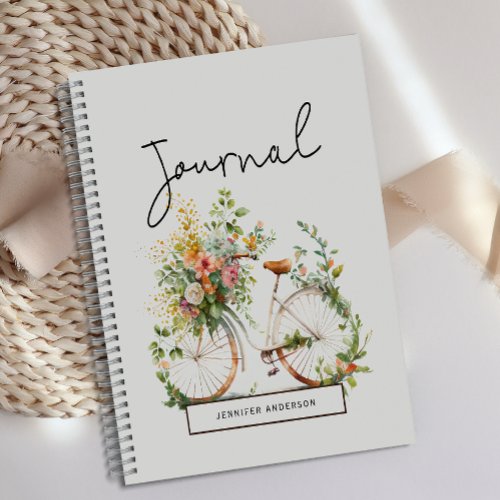 Personalized Boho Bicycle Floral Journal 