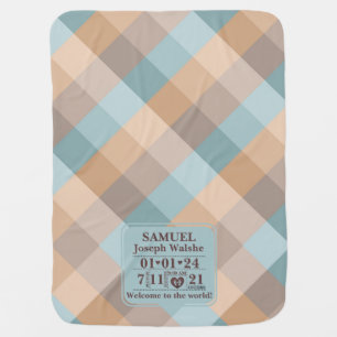 Personalized Boho Birth Stats Baby Blanket