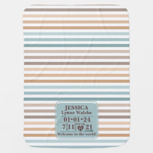 Personalized Boho Birth Stats Baby Blanket