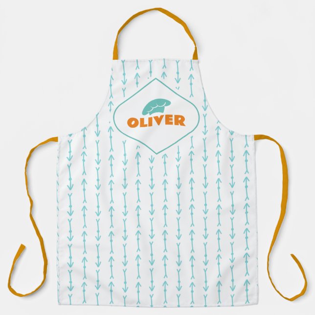 Personalized Boho Blue Arrow Pattern Custom Apron (Front)