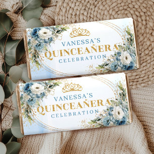 Personalized Boho Blue Floral Quinceañera Hershey