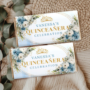 Personalized Boho Blue Gold Eucalyptus Quince Hers Hershey Bar Favors