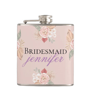 Personalized Boho Boho Floral Heart Flask Color