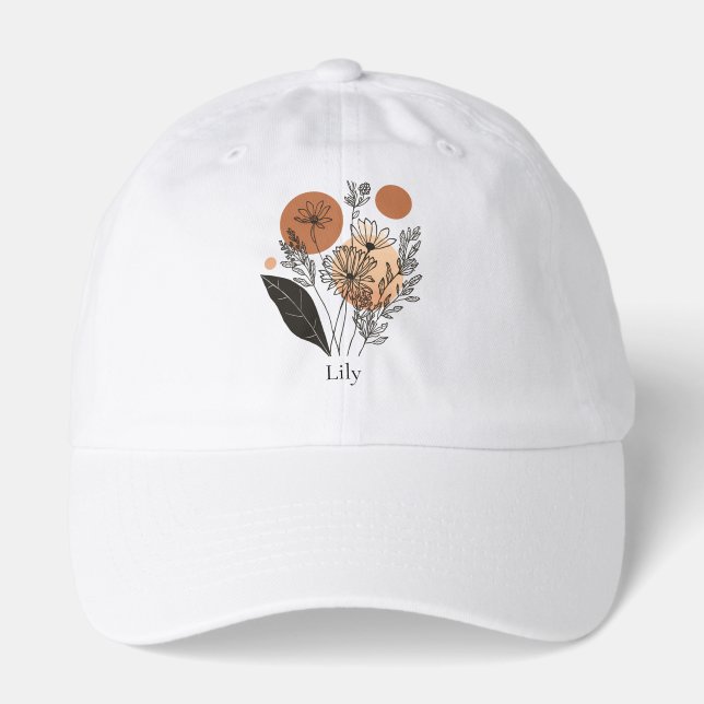 Personalized Boho Botanical Wildflower Hat (Front)