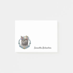 Personalized Boho Cat Floral Watercolor Post-it Post-it Notes