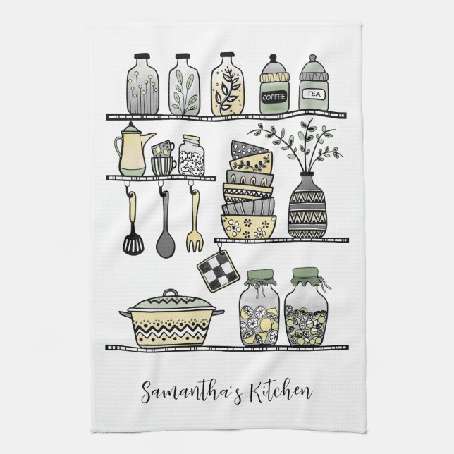 Personalized Boho Chic Modern Farmhouse Decor  Kitchen Towel (Vertical)