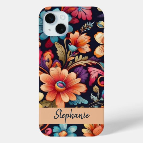 Personalized Boho Cute Flower Pattern iPhone 15 Plus Case