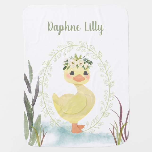 Personalized Boho Duckling Baby Blanket (Front)