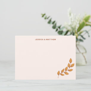 Personalized Boho Earthy Vine Custom Wedding Names Thank You Card