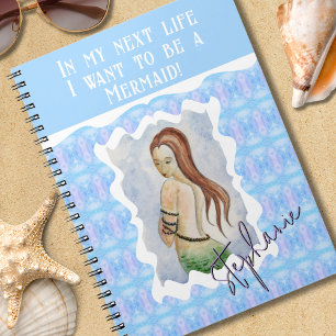 Personalized Boho Fantasy Mermaid Watercolor Notebook